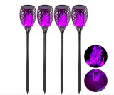 NEW ENERGY Napelemes lánghatású lámpa 4 db lila LED kerti fáklya kerti dekor világítás