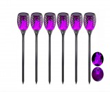 NEW ENERGY Napelemes lánghatású lámpa 6 db lila LED kerti fáklya kerti dekor világítás