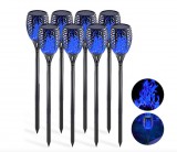 NEW ENERGY Napelemes lánghatású lámpa 8 db kék LED kerti fáklya kerti dekor világítás