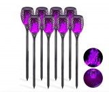 NEW ENERGY Napelemes lánghatású lámpa 8 db lila LED kerti fáklya kerti dekor világítás