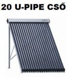 NEW ENERGY Napkollektor U-csöves 20 csöves vákumcsöves U-Pipe ferde tetős tartókerettel! Ezeknél a vákuumcsövekbe vezetett rézcsőben folyik a fagyálló