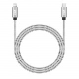 Next One USB-C - Lightning fém burkolatú kábel 1.2m ezüst (LGHT-USBC-MET-SL) (LGHT-USBC-MET-SL) - Adatkábel