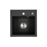 Nia szögletes egy medencés gránit mosogató szifonnal fekete