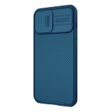 NILLKIN Apple iPhone 14 Plus camshield pro műanyag védő (szilikon keret, kamera védelem, csíkos minta) sötétkék