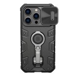 NILLKIN Apple iPhone 14 Pro camshield armor pro műanyag védő (szilikon belső, telefontartó gyűrű) fekete
