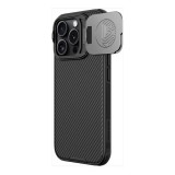 Nillkin Apple iPhone 16 Pro Max camshield prop szilikon telefonvédő (ütésállóság, kameravédő, kitámasztó, csíkos) fekete