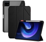NILLKIN BEVEL tok álló, bőr hatású (aktív FLIP, oldalra nyíló, TRIFOLD, asztali tartó, ceruza tartó) FEKETE Xiaomi Pad 6