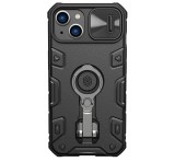 NILLKIN CAMSHIELD ARMOR PRO defender műanyag telefonvédő (szilikon belső, közepesen ütésálló, telefontartó gyűrű) FEKETE Apple iPhone 14 Plus