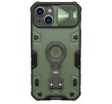 NILLKIN CAMSHIELD ARMOR PRO defender műanyag telefonvédő (szilikon belső, közepesen ütésálló, telefontartó gyűrű) ZÖLD Apple iPhone 14 Plus