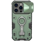 NILLKIN CAMSHIELD ARMOR PRO defender műanyag telefonvédő (szilikon belső, közepesen ütésálló, telefontartó gyűrű) ZÖLD Apple iPhone 14 Pro