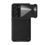 NILLKIN CAMSHIELD LEATHER műanyag telefonvédő (közepesen ütésálló, ECO bőr hatású hátlap, kamera védelem) FEKETE Samsung Galaxy S23 Plus (SM-S916)