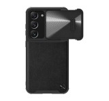 NILLKIN CAMSHIELD LEATHER műanyag telefonvédő (közepesen ütésálló, ECO bőr hatású hátlap, kamera védelem) FEKETE Samsung Galaxy S23 (SM-S911)