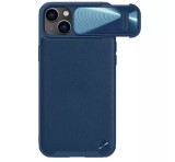 NILLKIN CAMSHIELD LEATHER műanyag telefonvédő (közepesen ütésálló, ECO bőr hatású hátlap, kamera védelem) SÖTÉTKÉK Apple iPhone 14 Plus