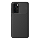 Nillkin Camshield műanyag telefonvédő ( Huawei P40 szilikon keret, közepesen ütésálló, csíkos) fekete