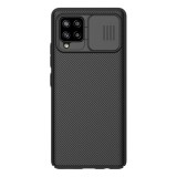 Nillkin Camshield műanyag telefonvédő ( Samsung Galaxy A42 (SM-A425F) szilikon keret, közepesen ütésálló, csíkos) fekete