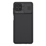 Nillkin Camshield műanyag telefonvédő ( Samsung Galaxy F62 (SM-E625) szilikon keret, közepesen ütésálló, csíkos) fekete