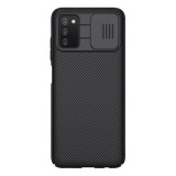 Nillkin Camshield műanyag védő ( Samsung Galaxy A03s (SM-A037F) szilikon keret, közepesen ütésálló, csíkos) fekete