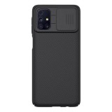 Nillkin Camshield műanyag védő ( Samsung Galaxy M31s (SM-M317F) szilikon keret, közepesen ütésálló, csíkos) fekete