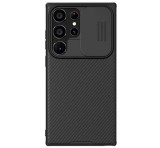NILLKIN CAMSHIELD PRO műanyag telefonvédő (szilikon keret, ütésállóság, kameravédő, csíkos) FEKETE Samsung Galaxy S24 Ultra (SM-S928)