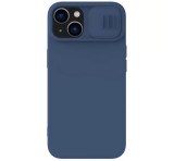 NILLKIN CAMSHIELD SILKY szilikon telefonvédő (matt, mikrofiber plüss belső, kamera védelem, környezetbarát) SÖTÉTKÉK Apple iPhone 15 Plus