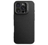 NILLKIN CARBOPROP szilikon telefonvédő (ütésállóság, aramid bevonat, kitámasztó, karbon minta) FEKETE Apple iPhone 16 Pro