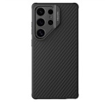 NILLKIN CARBOPROP szilikon telefonvédő (ütésállóság, aramid bevonat, kitámasztó, karbon minta) FEKETE Samsung Galaxy S25 Ultra (SM-S938)