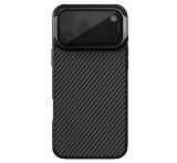 NILLKIN CARBOPROP szilikon telefonvédő (ütésállóság, aramid bevonat, kitámasztó, MagSafe, karbon minta) FEKETE Apple iPhone 17 Pro Max
