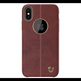 NILLKIN ENGLON műanyag telefonvédő (bőr hatású, varrás minta, logo kivágás) BARNA [Apple iPhone XS 5.8] (5996457732005)