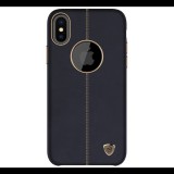 NILLKIN ENGLON műanyag telefonvédő (bőr hatású, varrás minta, logo kivágás) FEKETE [Apple iPhone XS 5.8] (5996457731978)