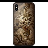 NILLKIN GEAR telefonvédő szilikon keret (BUMPER, közepesen ütésálló, edzett üveg hátlap, fogaskerék minta) BARNA [Apple iPhone XS Max 6.5] (5996457799770)