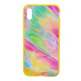 Nillkin OMBRE védő Apple iPhone XS Max 6.5 szilikon keret (BUMPER, közepesen ütésálló, edzett üveg hátlap, színes) sárga