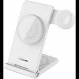 Nillkin PowerTrio 3 az 1-ben MagSafe vezeték nélküli töltő Apple Watch-hoz White (MFI) (6902048256989)
