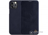 Nillkin Qin álló, bőr hatású aktív flip tok Apple iPhone 12 készülékhez, sötétkék