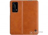 Nillkin Qin álló, bőr hatású aktív flip tok Huawei P40 Pro készülékhez, barna