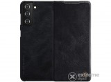 Nillkin QIN álló, bőr hatású aktív flip tok Samsung Galaxy S21 Plus (SM-G996) 5G készülékhez, fekete