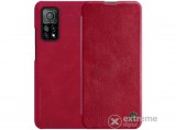 Nillkin Qin álló, bőr hatású aktív flip tok Xiaomi Mi 10T készülékhez, piros