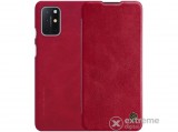 Nillkin Qin álló, bőr hatású flip tok OnePlus 8T készülékhez, piros