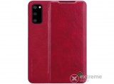 Nillkin QIN álló, bőr hatású flip tok Samsung Galaxy S20 (SM-G980F) készülékhez, piros