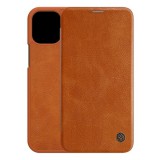 Nillkin QIN Apple iPhone 12 Pro Max tok álló (Flip, oldalra nyíló, bankkártya tartó) barna