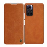 Nillkin Qin Case Case for Xiaomi Redmi Note 11T 5G / Note 11S 5G / Note 11 5G (China) / Poco M4 Pro 5G Camera Protector Holster Cover Flip Cover Brown