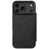 Nillkin Qin Pro Apple iPhone 17 Pro Max bőr flip tok, fekete