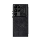 Nillkin Qin Pro Samsung Galaxy S23 Ultra bőr flip tok, fekete