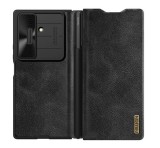NILLKIN QIN PRO tok álló, bőr hatású (FLIP, oldalra nyíló, kártyazseb, kameravédő, érintő ceruza) FEKETE Samsung Galaxy Z Fold7 (SM-F966)
