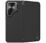 NILLKIN QIN PRO tok álló, bőr hatású (FLIP, oldalra nyíló, kártyazseb, kameravédő) FEKETE Samsung Galaxy S24 FE 5G (SM-S721)