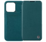 NILLKIN QIN PRO tok álló, finom bőr hatású (FLIP, oldalra nyíló, bankkártya tartó, kamera védelem) SÖTÉTZÖLD Apple iPhone 14 Plus