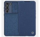 NILLKIN QIN PRO tok álló, szövet hatású (FLIP, oldalra nyíló, bankkártya tartó, kamera védelem) SÖTÉTKÉK Samsung Galaxy S23 Plus (SM-S916)