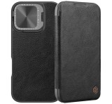 NILLKIN QIN PROP tok álló, bőr hatású (FLIP, oldalra nyíló, kártyazseb, kameravédő, kitámasztó) FEKETE Apple iPhone 16 5G