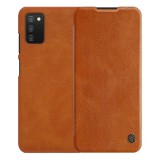 Nillkin QIN Samsung Galaxy A03s (SM-A037F) tok álló (Flip, oldalra nyíló, bankkártya tartó) barna