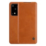 Nillkin QIN Samsung Galaxy S20 Ultra (SM-G988B) tok álló (Flip, oldalra nyíló, bankkártya tartó) barna