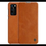 NILLKIN QIN tok álló, bőr hatású (FLIP, oldalra nyíló, bankkártya tartó) BARNA [Huawei P40] (5996457943722)